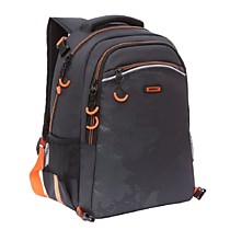 Рюкзак Grizzly RB-056-1 черно-оранжевый с мешком для обуви